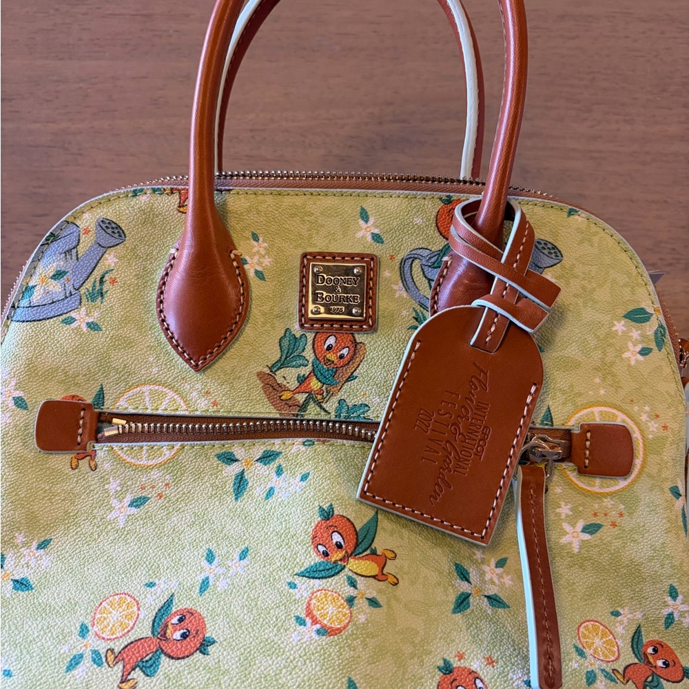 Dooney & Bourke Orange Bird Yellow Floral Satchel